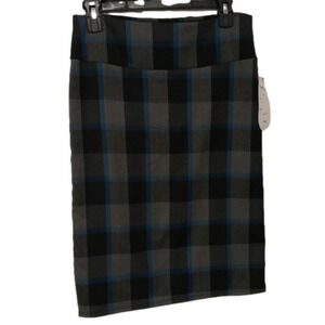 Forever Young New York Junior Grey Windowpane Plaid Knee Length Pencil Skirt